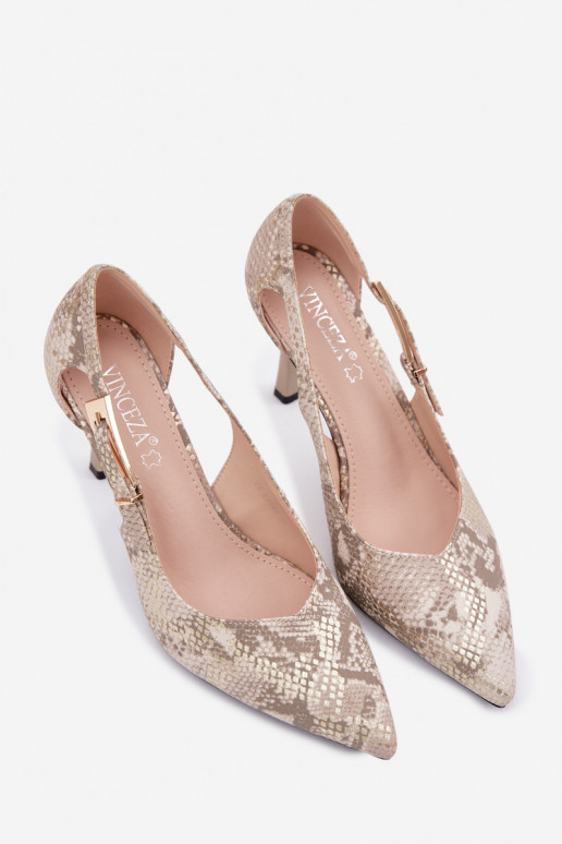 zapatos de tacón alto Con recortes I Złotą con hebillas Vinceza 62288 patrones de serpientes
