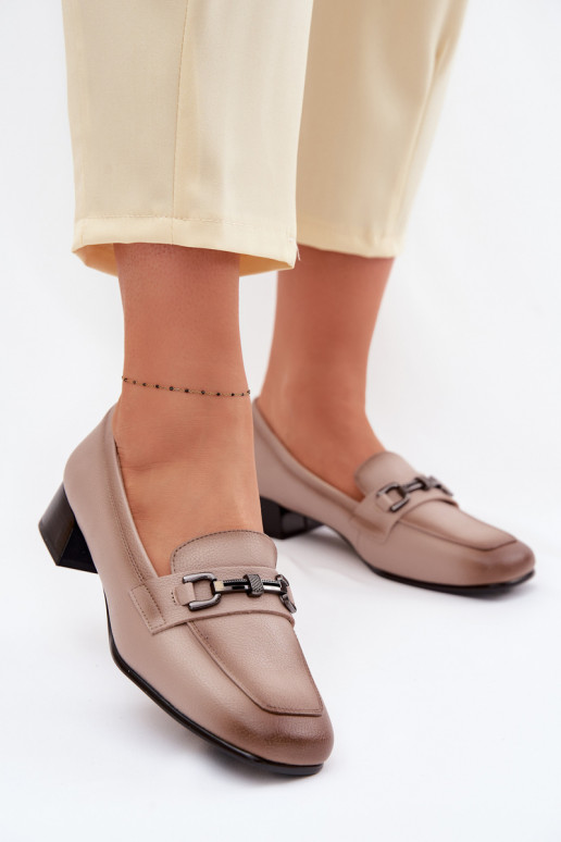 Piel zapatos Femenino reloj con adornos Vinceza 39978 beige