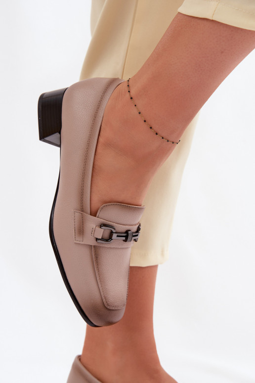 Piel zapatos Femenino reloj con adornos Vinceza 39978 beige