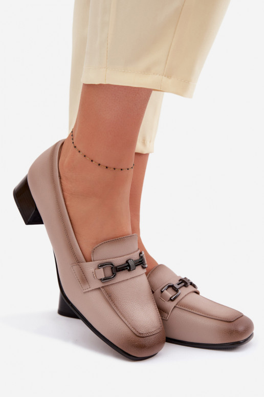 Piel zapatos Femenino reloj con adornos Vinceza 39978 beige