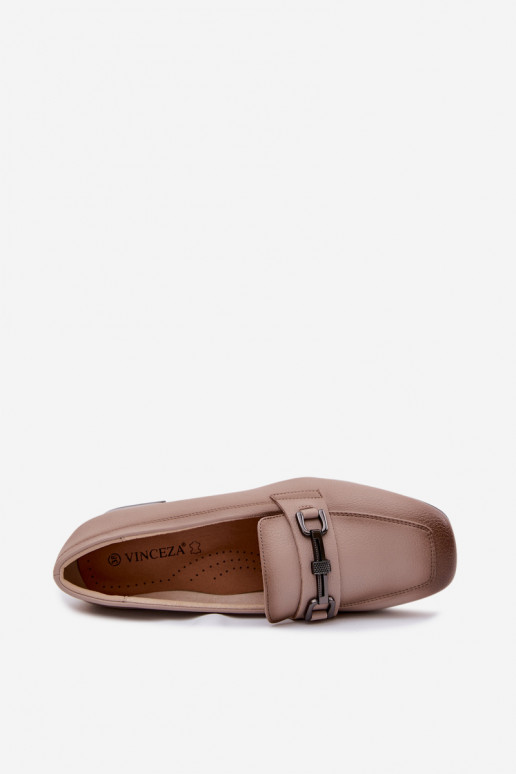 Piel zapatos Femenino reloj con adornos Vinceza 39978 beige