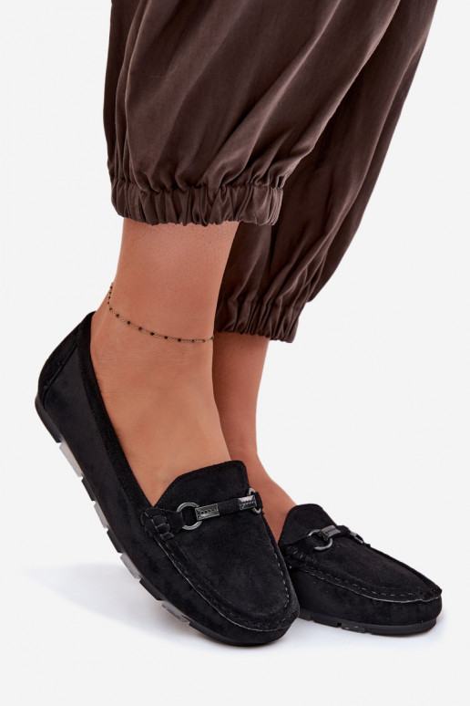 Mocasines apartamento de mujeres de color negro Olisa