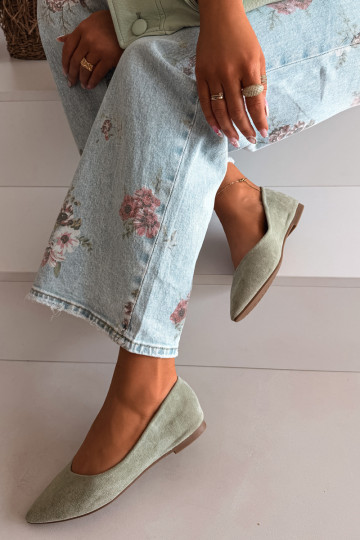 bailarinas isóscelesde gamuza ecológicau color verde Lelisa