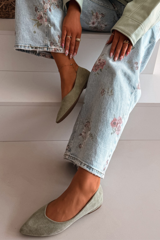 bailarinas isóscelesde gamuza ecológicau color verde Lelisa