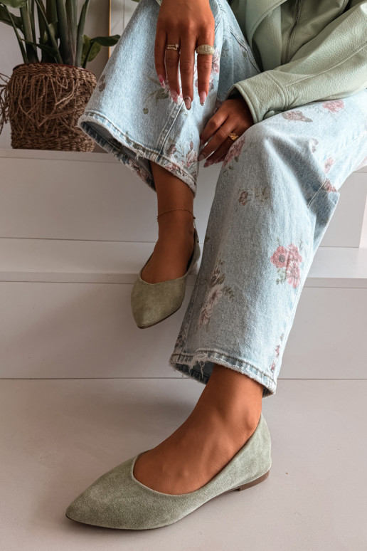 bailarinas isóscelesde gamuza ecológicau color verde Lelisa