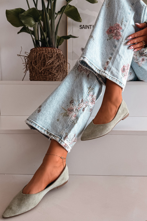 bailarinas isóscelesde gamuza ecológicau color verde Lelisa