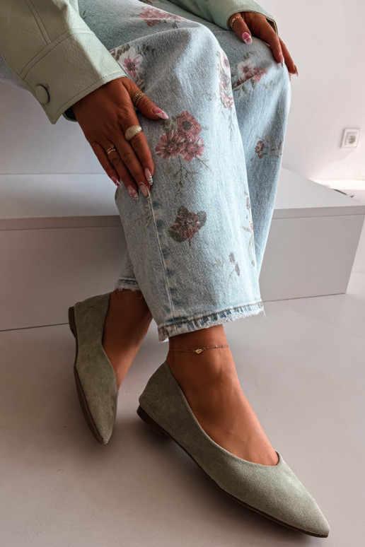 bailarinas isóscelesde gamuza ecológicau color verde Lelisa