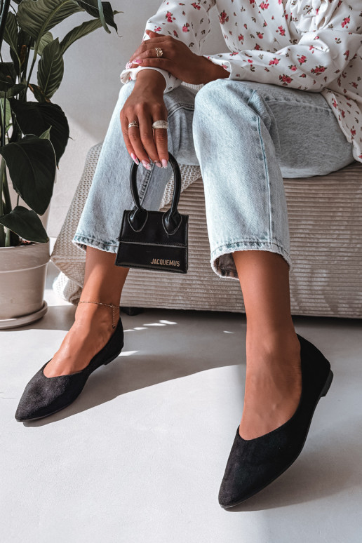 bailarinas isóscelesde gamuza ecológicau de color negro Lelisa