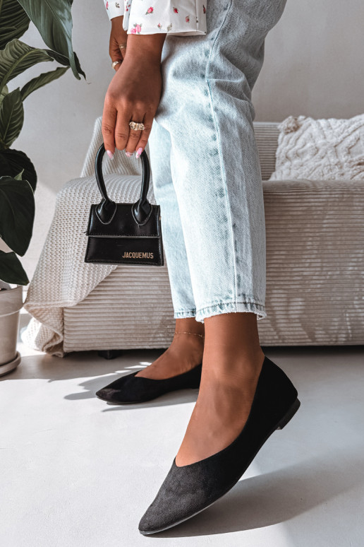 bailarinas isóscelesde gamuza ecológicau de color negro Lelisa