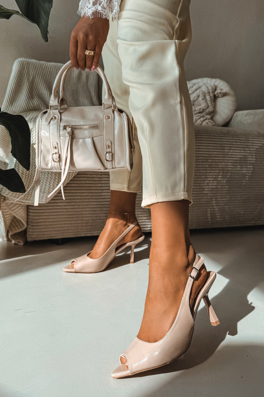 Sandalias de mujer con tacones finos beige Sevina