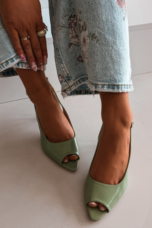 Sandalias de mujer con tacones finos color verde Sevina