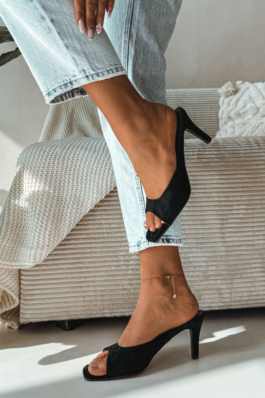 zapatillas de mujer Activado Smukłym Obcasie de color negro Revina