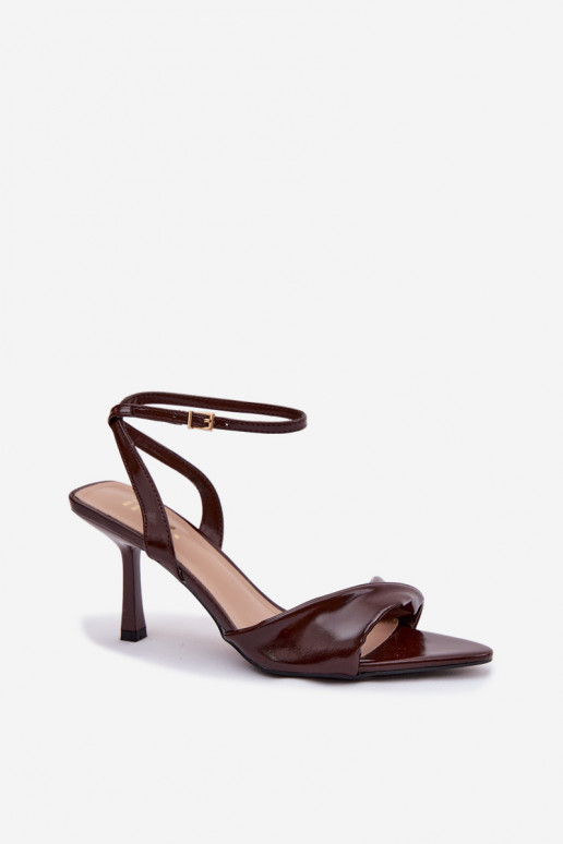 Sandalias de mujer con tacones finos de cuero ecológico CzekoladoAe Sedira