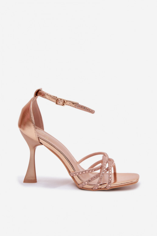 Sandalias de mujer con tacones con ojos brillantes Szampańskie Redira