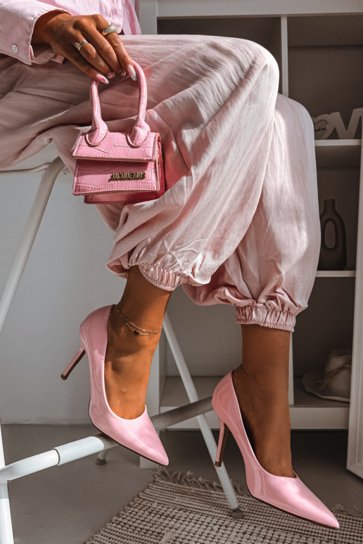 Tacones clásicos de charol.Imitacji Skóry color rosa Odira