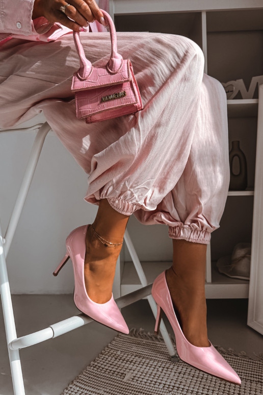 Tacones clásicos de charol.Imitacji Skóry color rosa Odira