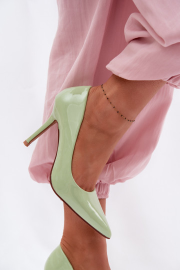 Zapatos de tacón lustrados clásicos de color verde de piel sintética Odira 2
