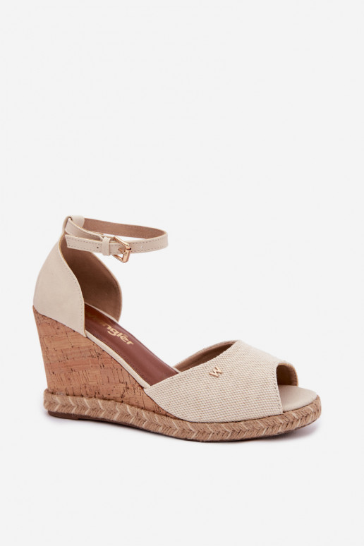 Sandalias de mujer con una plataforma Con Trenza ENrangler 20261086.06V color marfil