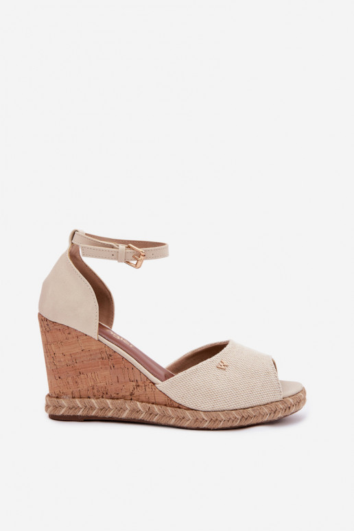 Sandalias de mujer con una plataforma Con Trenza ENrangler 20261086.06V color marfil