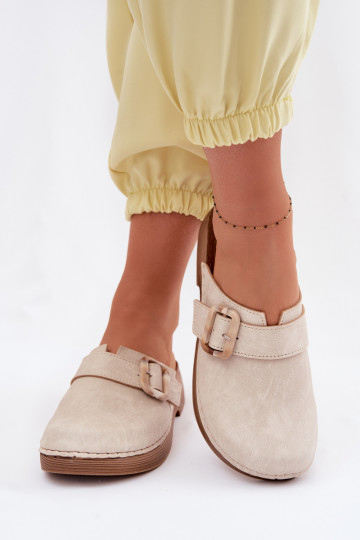 Zuecos de mujer con hebillas Inblu TF000003 color marfil 2