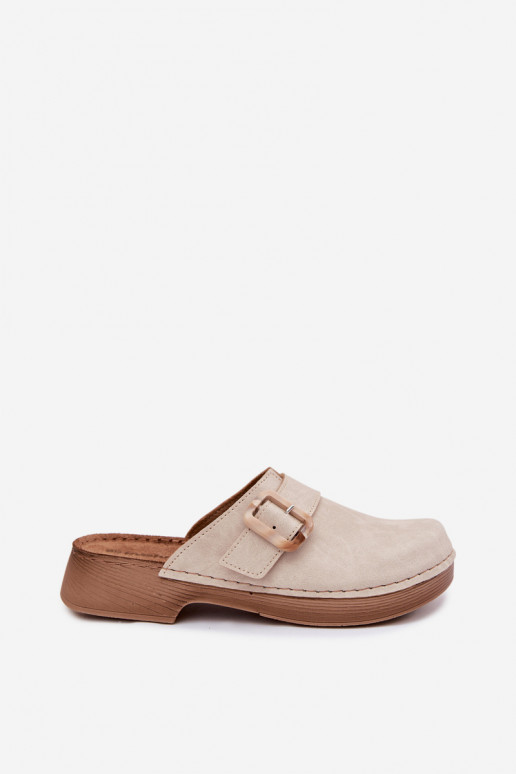 Zapatillas Zuecos Femenino con hebillas Inblu TF000003 color marfil