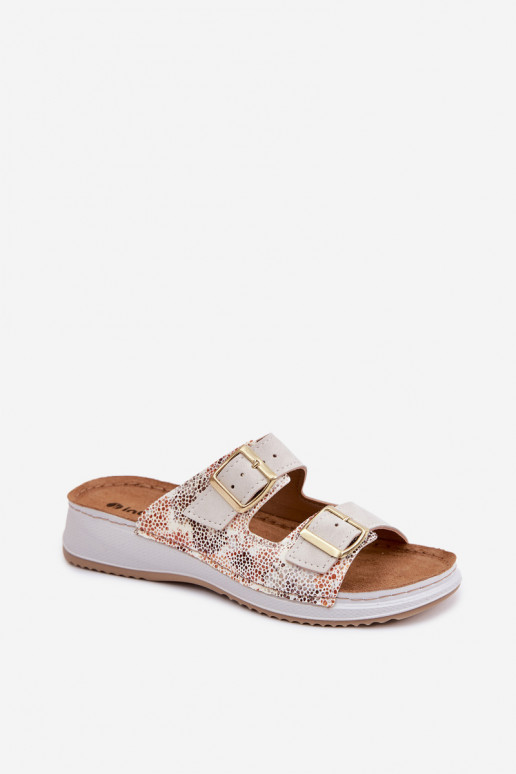 zapatillas de mujer con hebillas Inblu SD000001 color marfil