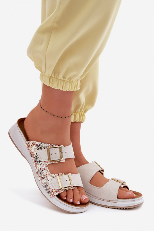 zapatillas de mujer con hebillas Inblu SD000001 color marfil