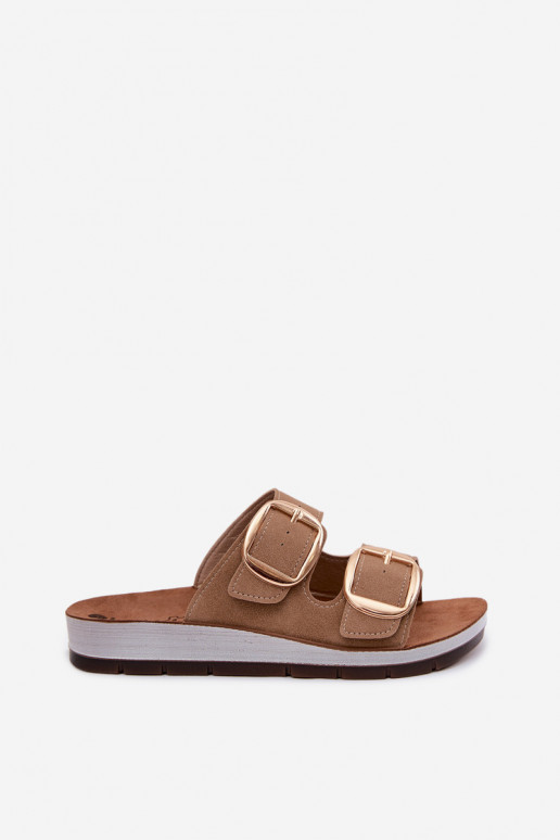 zapatillas de mujer Ze color doradomi con hebillasmi Inblu CP000061 color marrón