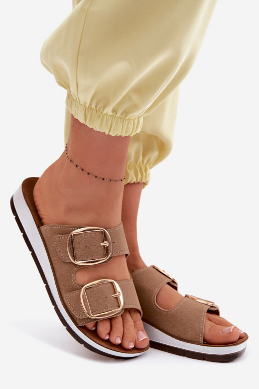 zapatillas de mujer Ze color doradomi con hebillasmi Inblu CP000061 color marrón