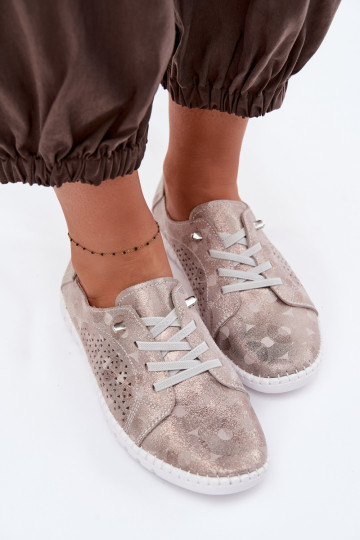 con elementos calados zapatos FemeninoActivadoturalnego de gamuzau beige-color dorado Feliva