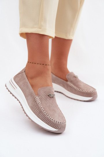 mocasines de mujerActivadoturalnego de gamuzau beige Demela 2