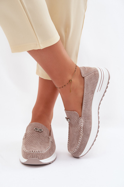 mocasines de mujerActivadoturalnego de gamuzau beige Demela