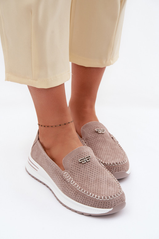 mocasines de mujerActivadoturalnego de gamuzau beige Demela