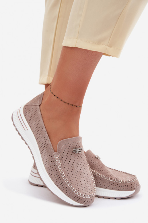 mocasines de mujerActivadoturalnego de gamuzau beige Demela