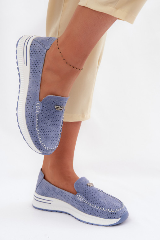 mocasines de mujerActivadoturalnego de gamuzau color azul Demela