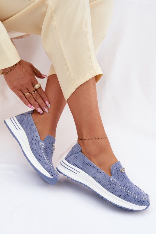 mocasines de mujerActivadoturalnego de gamuzau color azul Demela