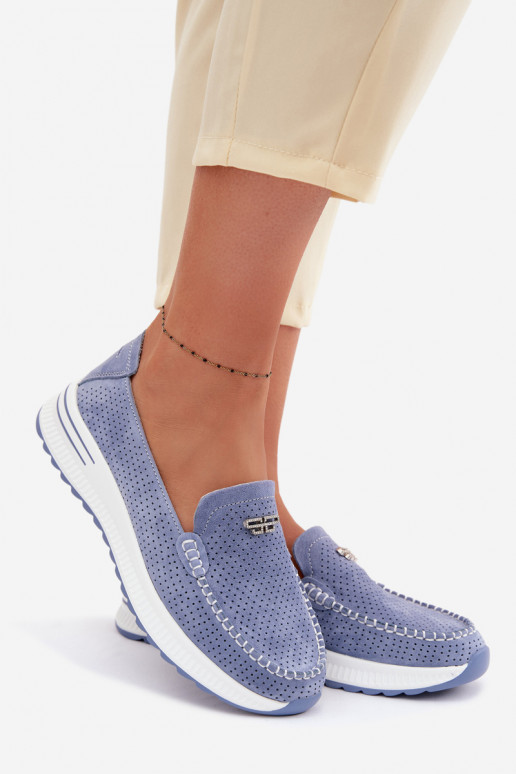 mocasines de mujerActivadoturalnego de gamuzau color azul Demela