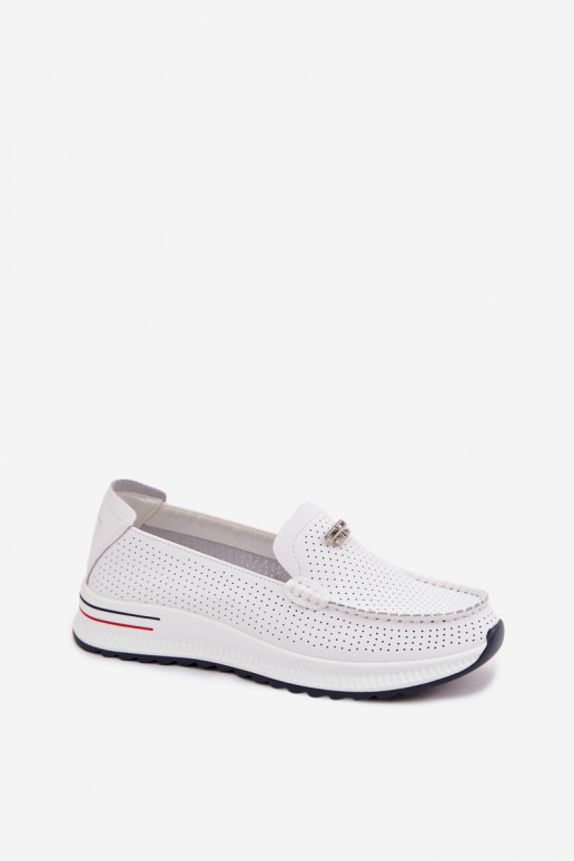 mocasines de mujerActivadoturalnej Skóry el color blanco Demela