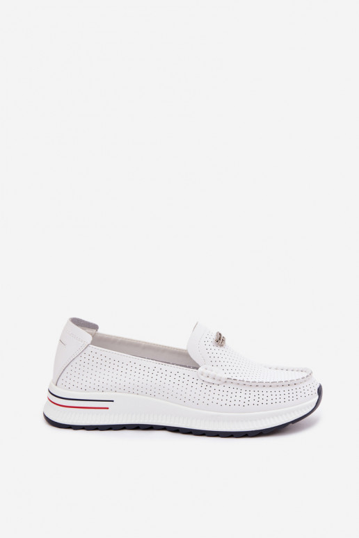 mocasines de mujerActivadoturalnej Skóry el color blanco Demela