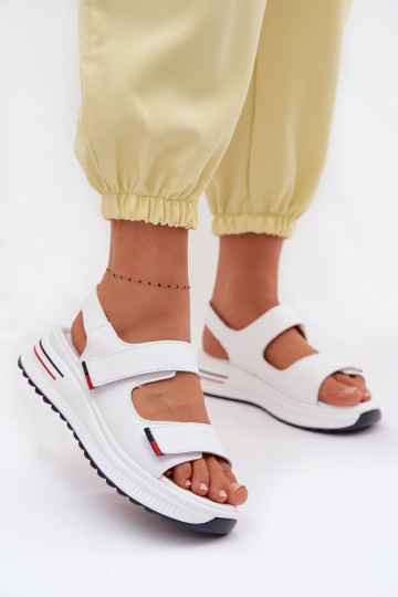Sandalias de mujer con plataforma y cierres adhesivos Jemela color blanco