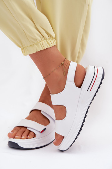 Sandalias de mujer con plataforma y cierres adhesivos Jemela color blanco 2