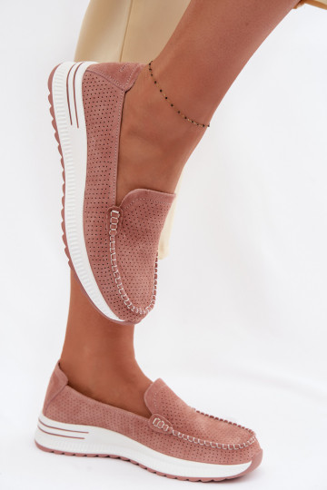 Mocasines de mujer de ante rosa Pevina