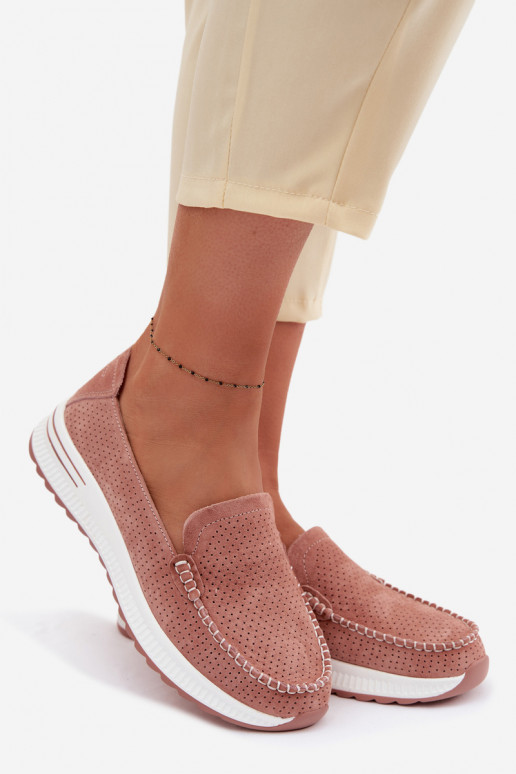 Mocasines de ante Femenino color rosa Pevina
