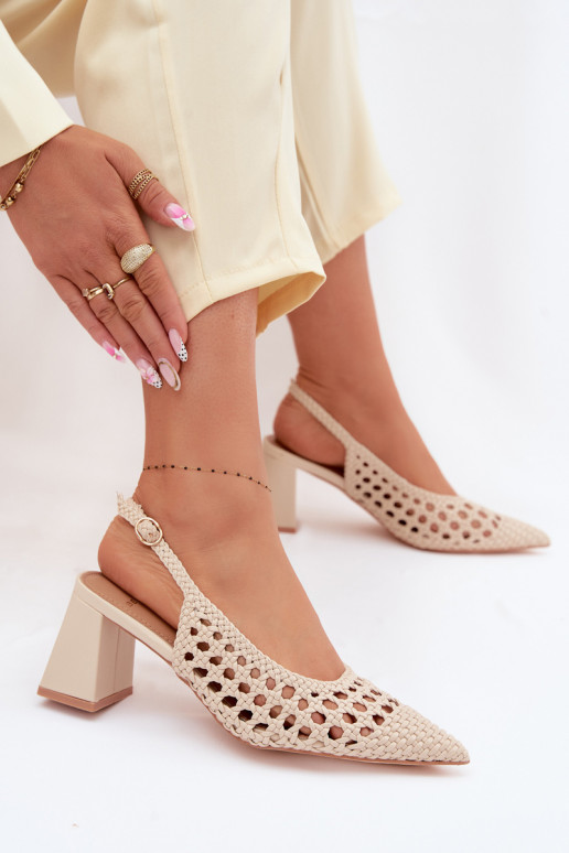 con escritos Sandalias de tacón alto para mujer. beige Kedira
