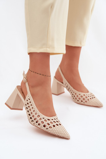 Sandalias de tacón alto para mujer color arena con patrones Kedira 2