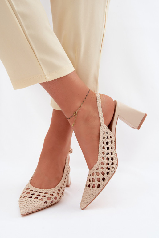 con escritos Sandalias de tacón alto para mujer. beige Kedira