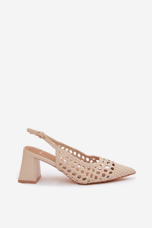 con escritos Sandalias de tacón alto para mujer. beige Kedira