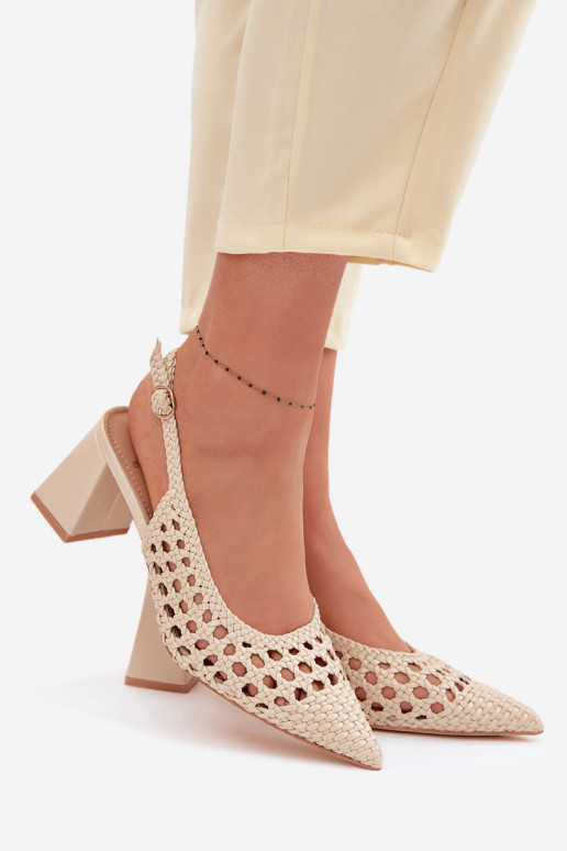 con escritos Sandalias de tacón alto para mujer. beige Kedira