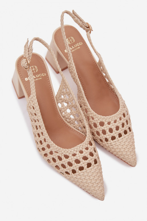 con escritos Sandalias de tacón alto para mujer. beige Kedira