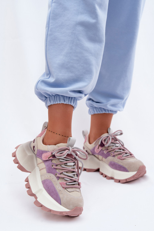 Piel de gamuza Zapatillas modelo zapatos. Femenino GOE TT2N4026 color violeta